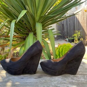 ASOS Wedge Heels Black Leather Suede. Size 7 / 40